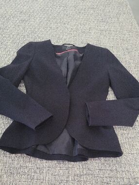 Vintage H&M Collarless Black Peplum-Style Open Front Blazer Size 2 (XS)